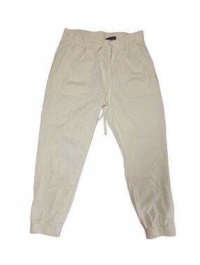 Buffalo David Bitton Cream Jogger Pants with Elastic Waistband and Drawstring